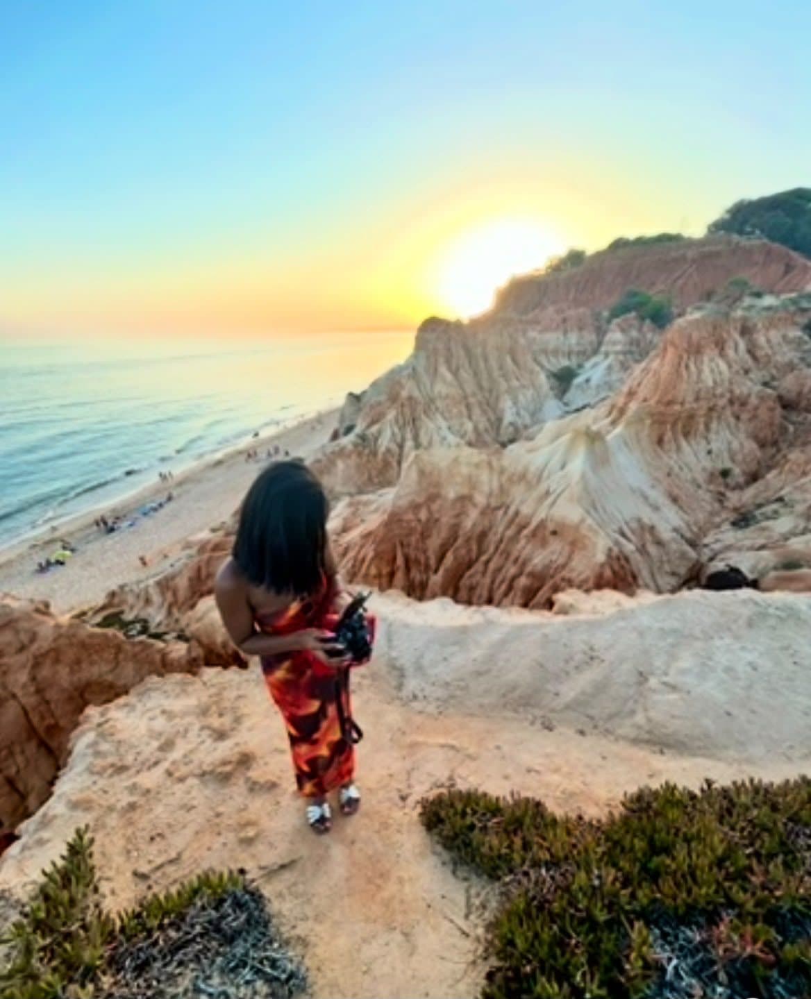 The red cliffs at Praia da Falésia in the late afternoon light