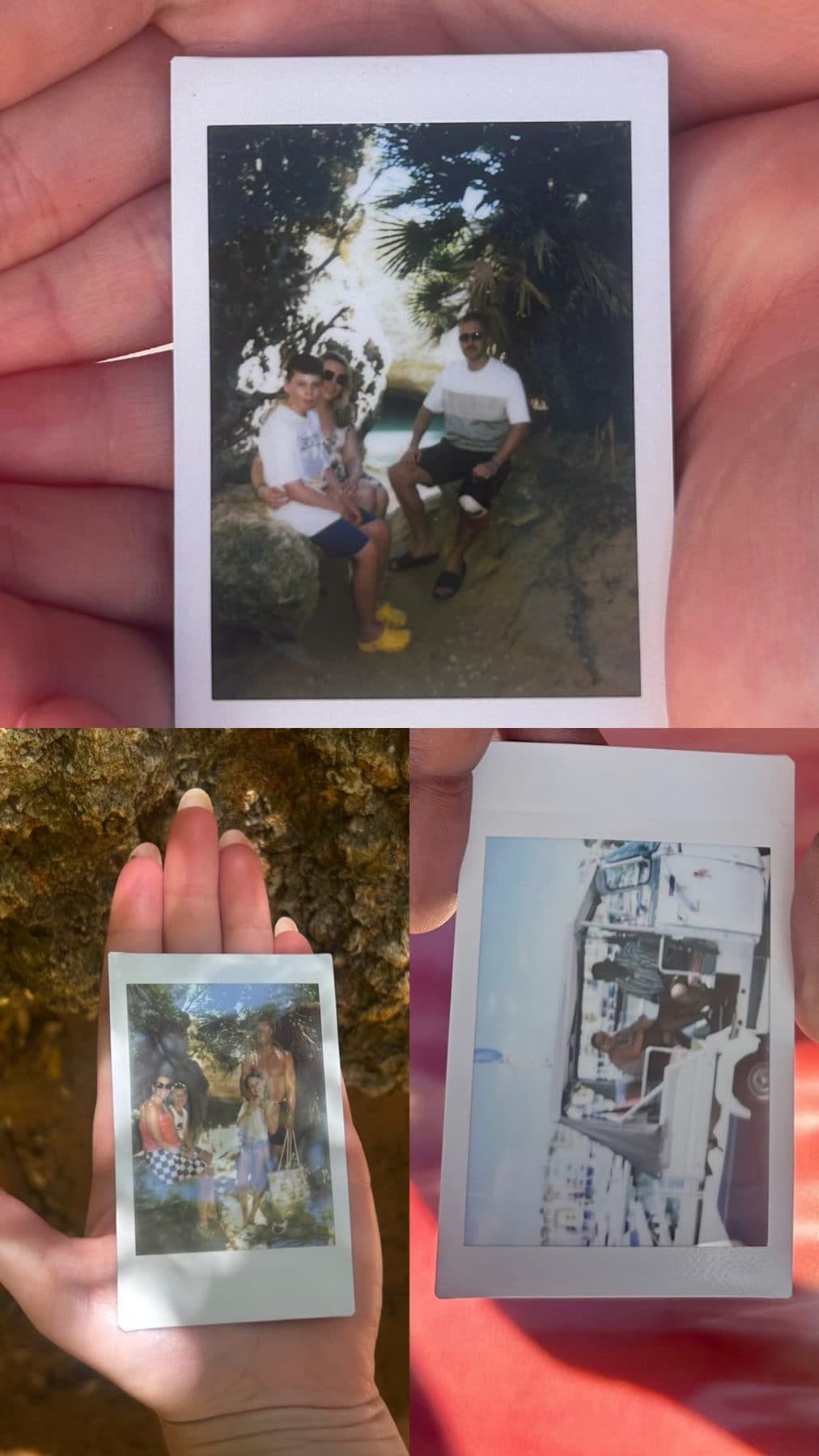Two instant prints from the tour held side by side